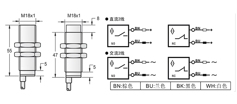 DC 2線 M18兩線電感式接近開關(guān)