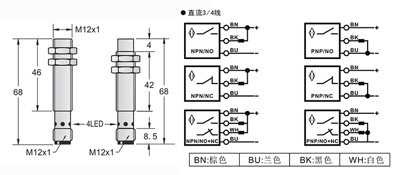 M12-M12長(zhǎng)距離電感式接近開關(guān)接頭式