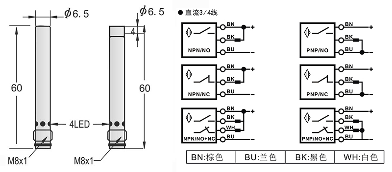 D6.5-M8長(zhǎng)距離電感式接近開關(guān)接頭式