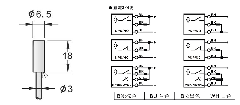 D6.5超短型電感式接近開關(guān)出線式