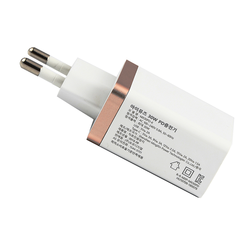 30WPD充電器過KC認(rèn)證 TYPE-C+USB2.0兩口5V3A 9v3a 12V2.5A 15V2A 20V1.5A